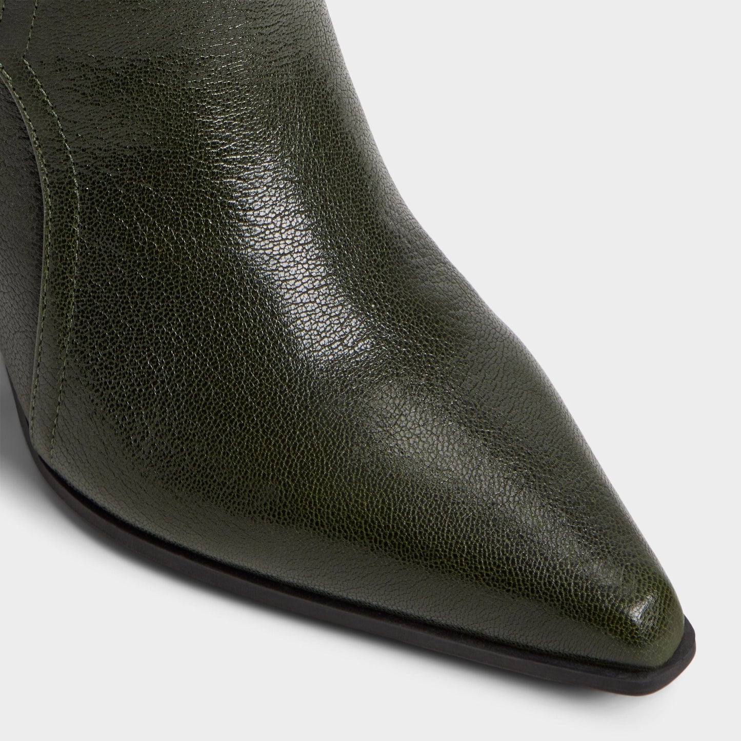 Saddle in Dark Green - Knee-high boot, Block heel - Dark green