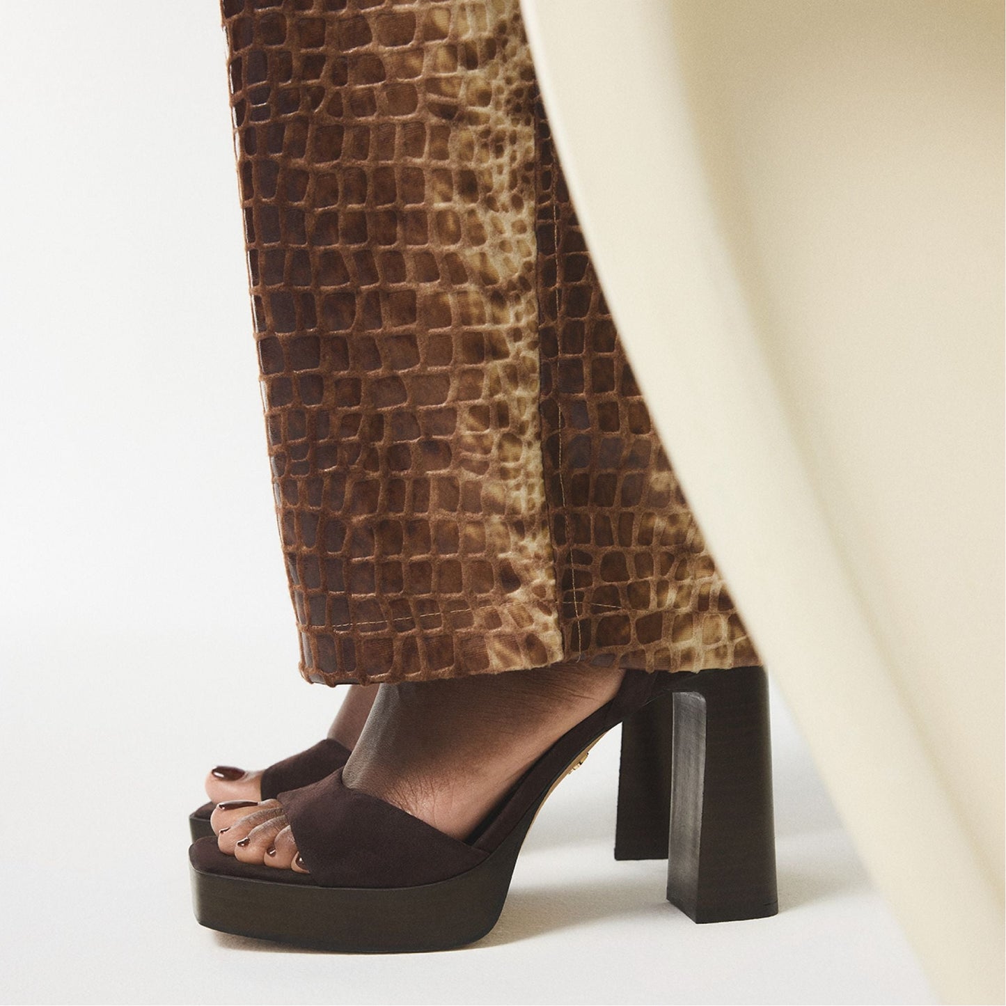 Lothon Dark Brown Women's Platform sandals - Strappy heeled sandal, Platform - Dark brown