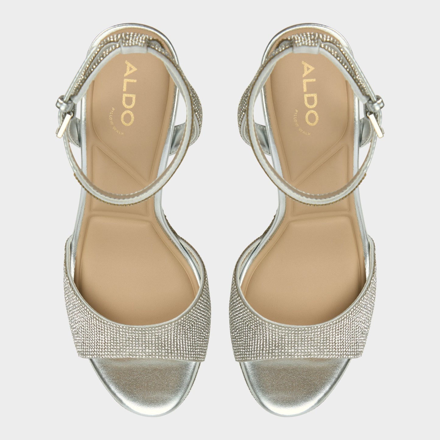 Alluring Silver Women's Iridescent metallics - Strappy heeled sandal, Platform - Silver