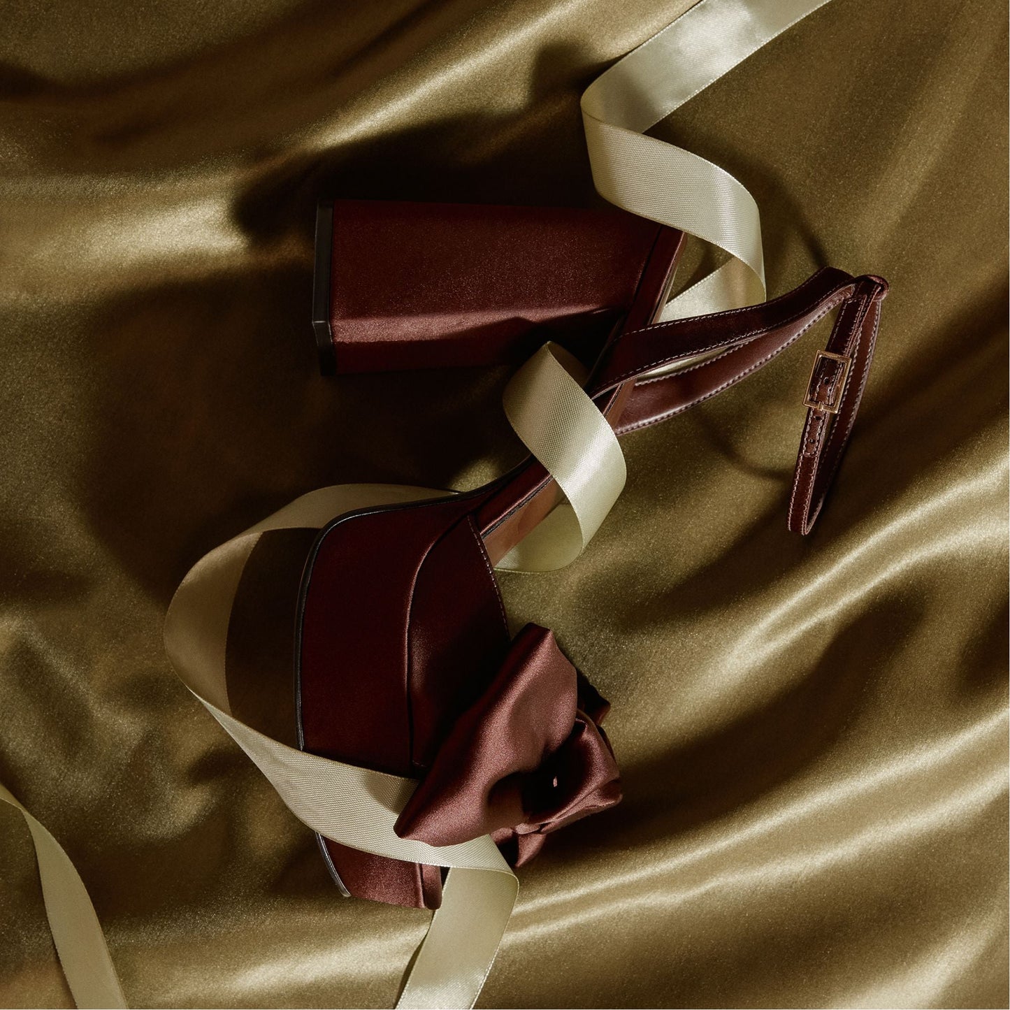 Luscious in Dark Brown - Strappy heeled sandal, Platform - Dark brown