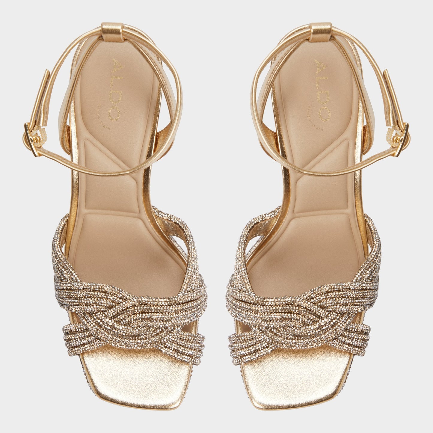 Shimma Gold Women's Iridescent metallics - Strappy heeled sandal, Platform - Gold