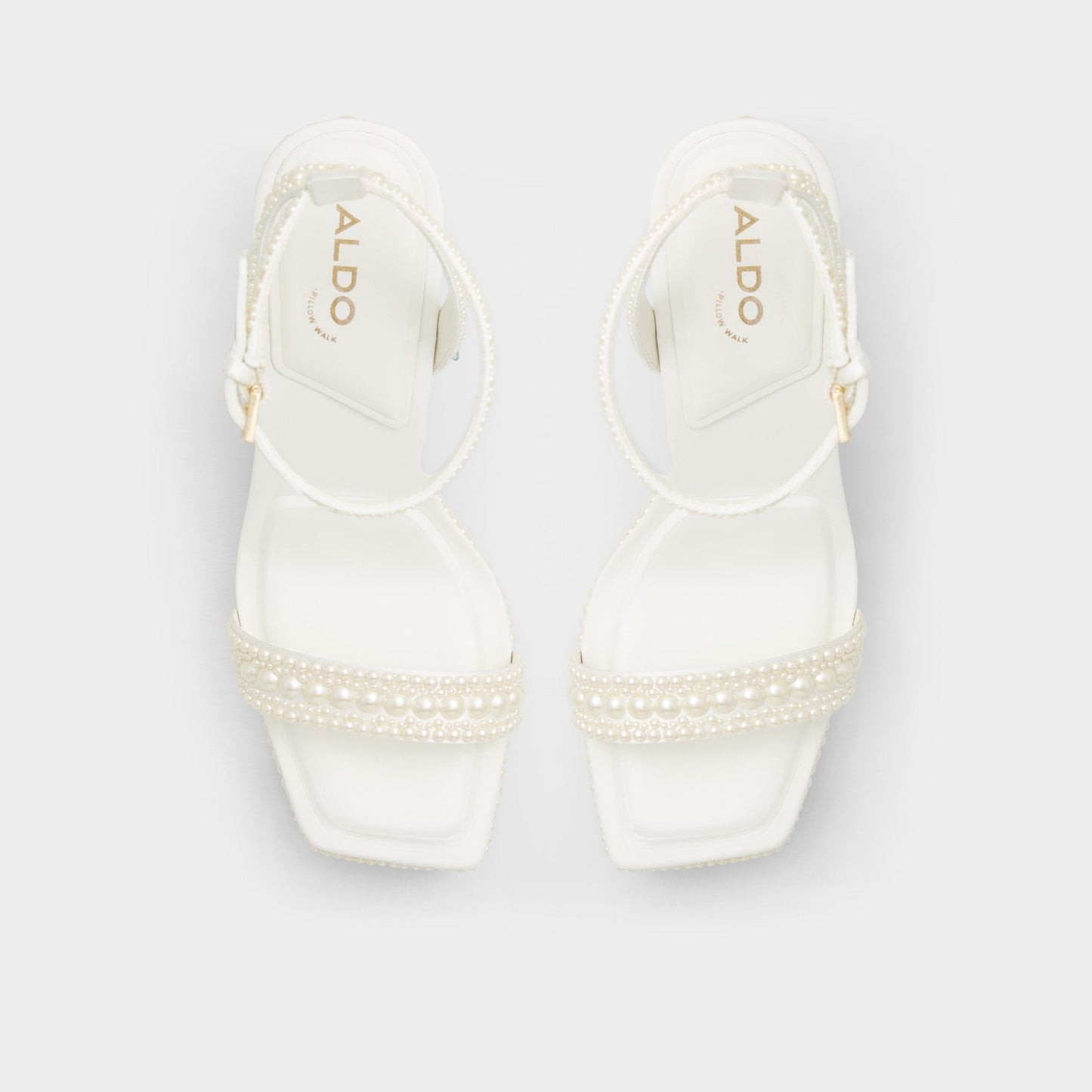 Lulu White Women's Strappy sandals - Strappy heeled sandal, Block heel - White
