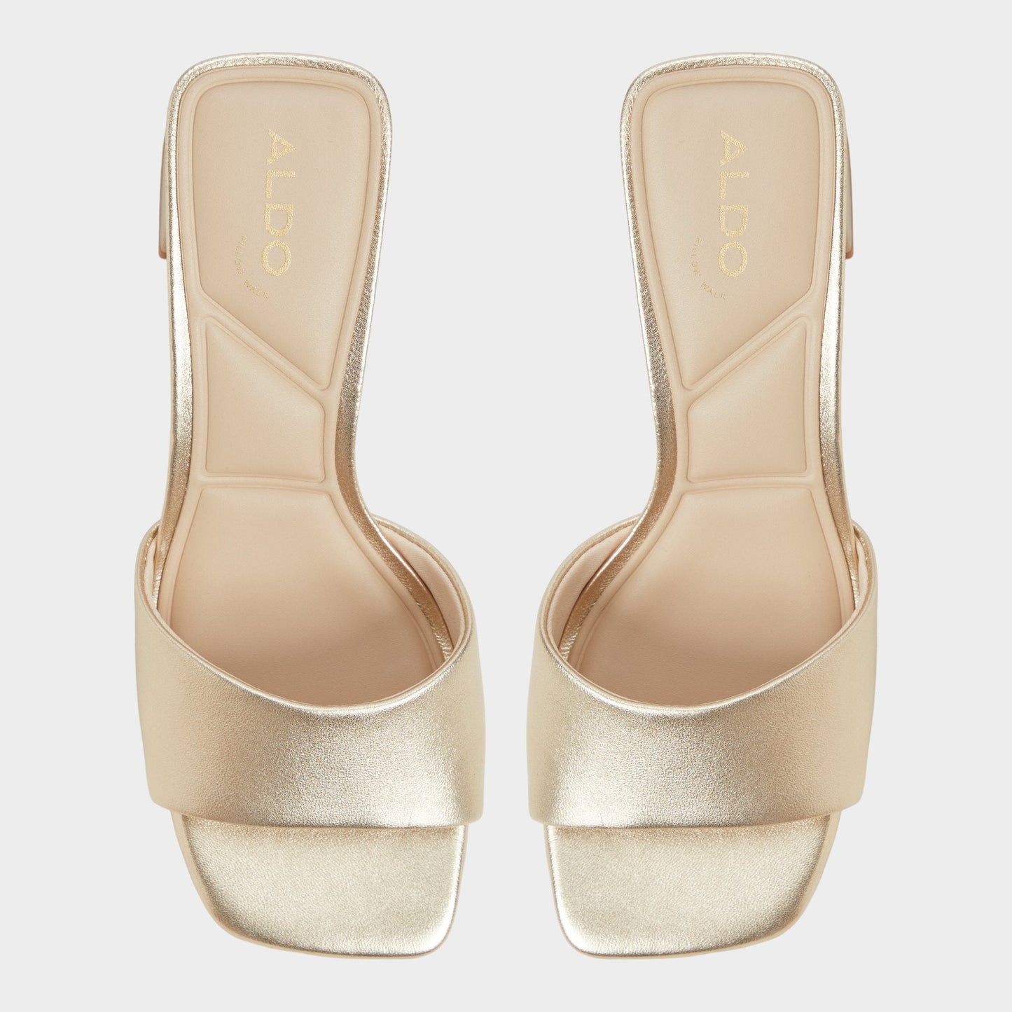Tisha Gold Women's Heeled mules - Heeled mule, Block heel - Gold