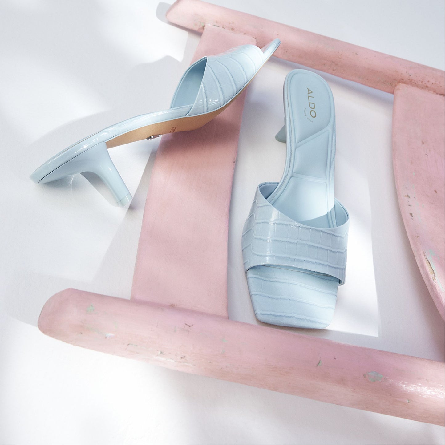 Enchanting Pastel Blue Women's Heeled mules - Heeled mule, Kitten heel - Pastel Blue