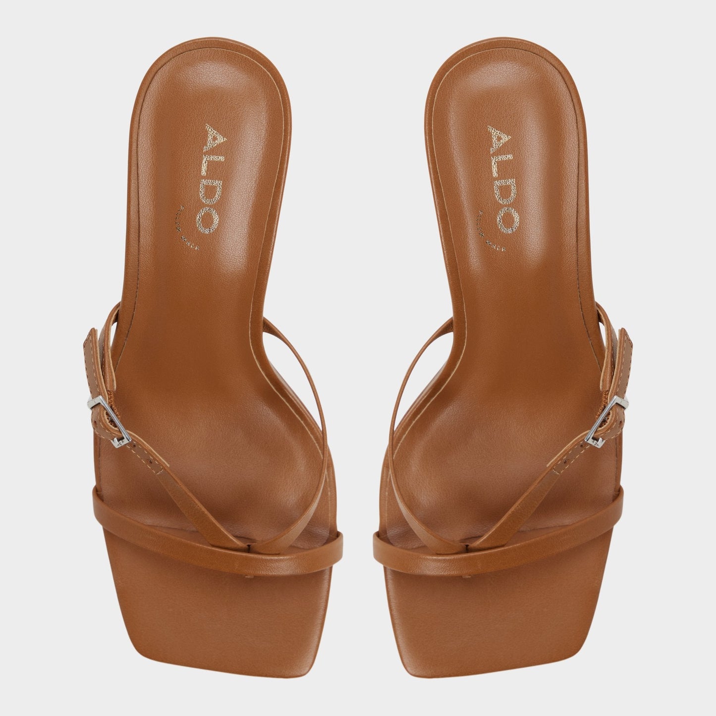Gannever - Heeled flip flop, Kitten heel - Medium Brown