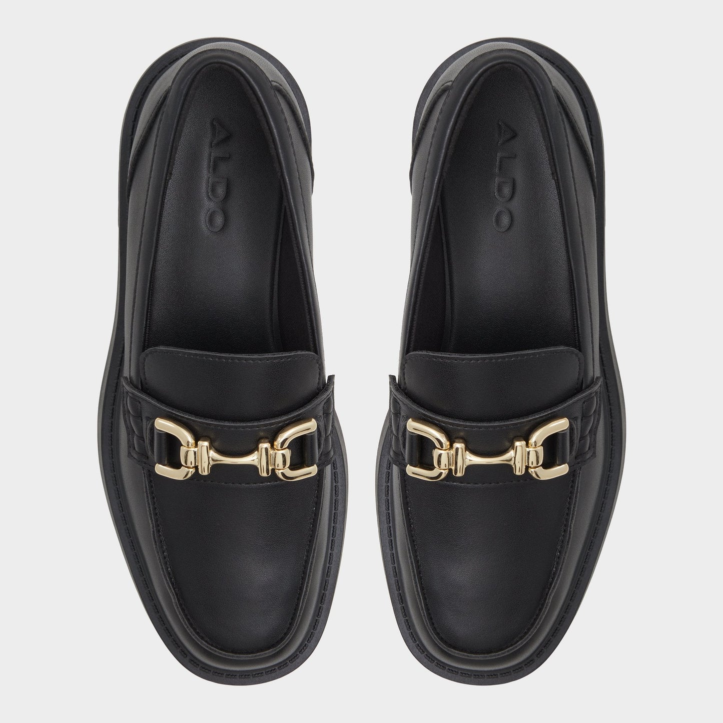 Oneameth Black Synthetic Smooth Women's Loafers & Oxfords - Loafer, Lug sole - Black