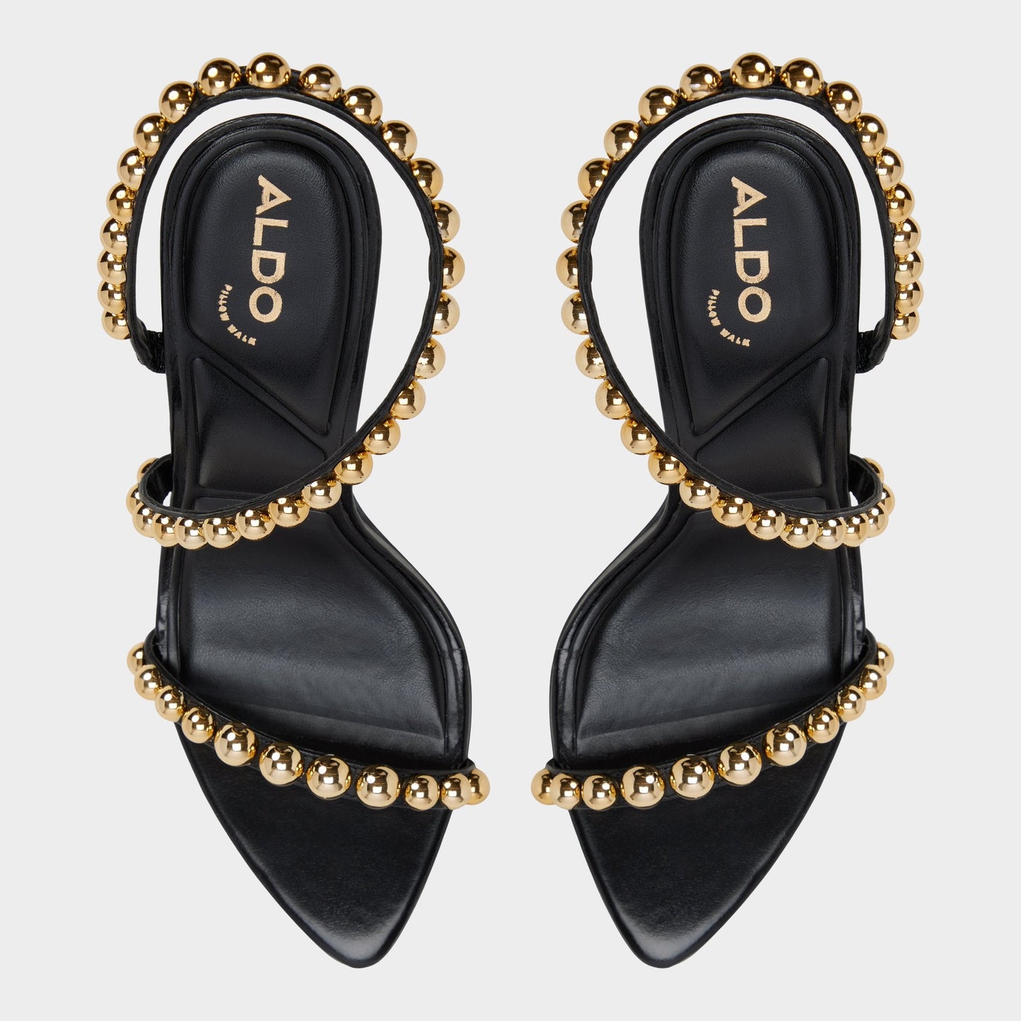 Attey in Black - Strappy heeled sandal, Stiletto heel - Black