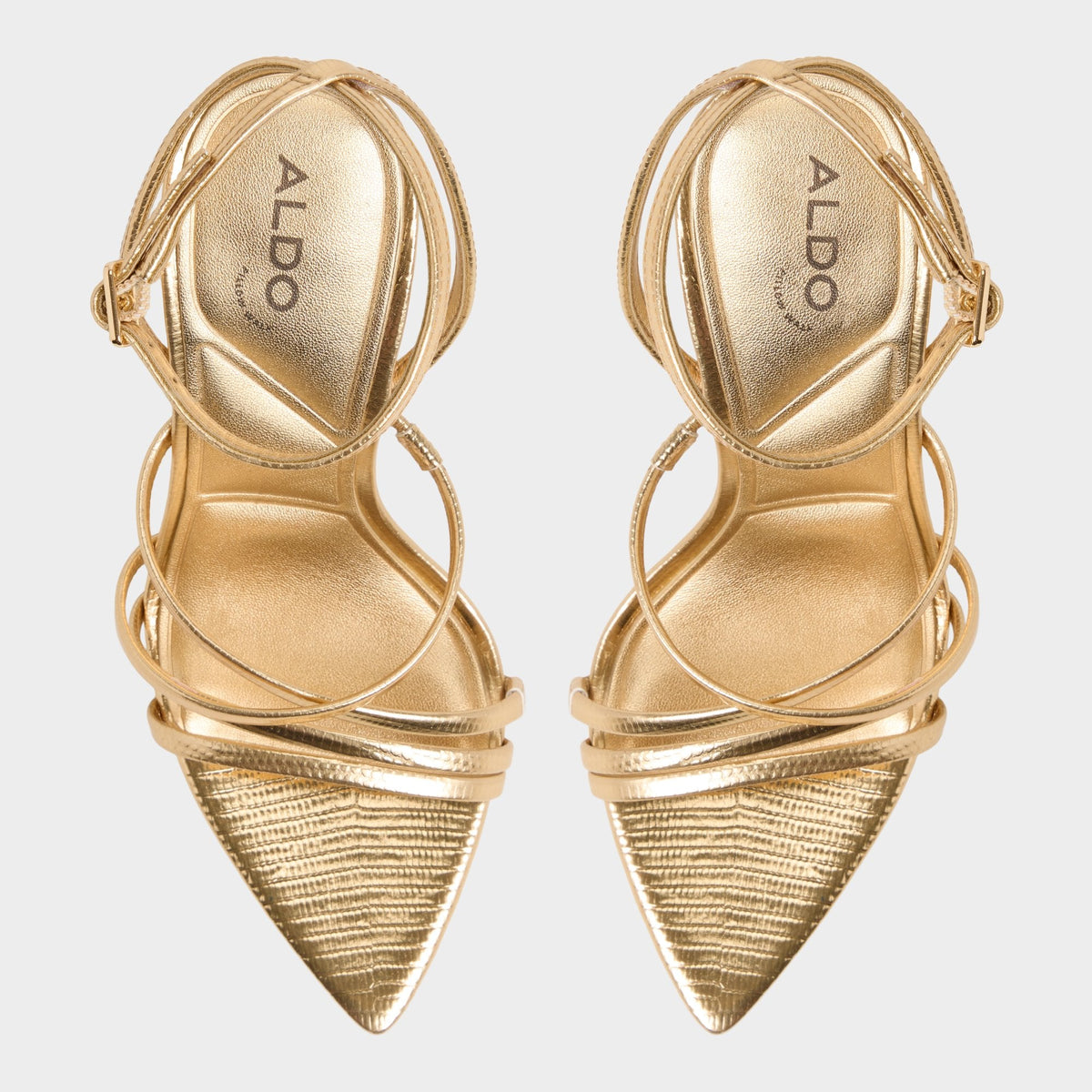Solania Gold Women's Heeled sandals - Strappy heeled sandal, Stiletto heel - Gold