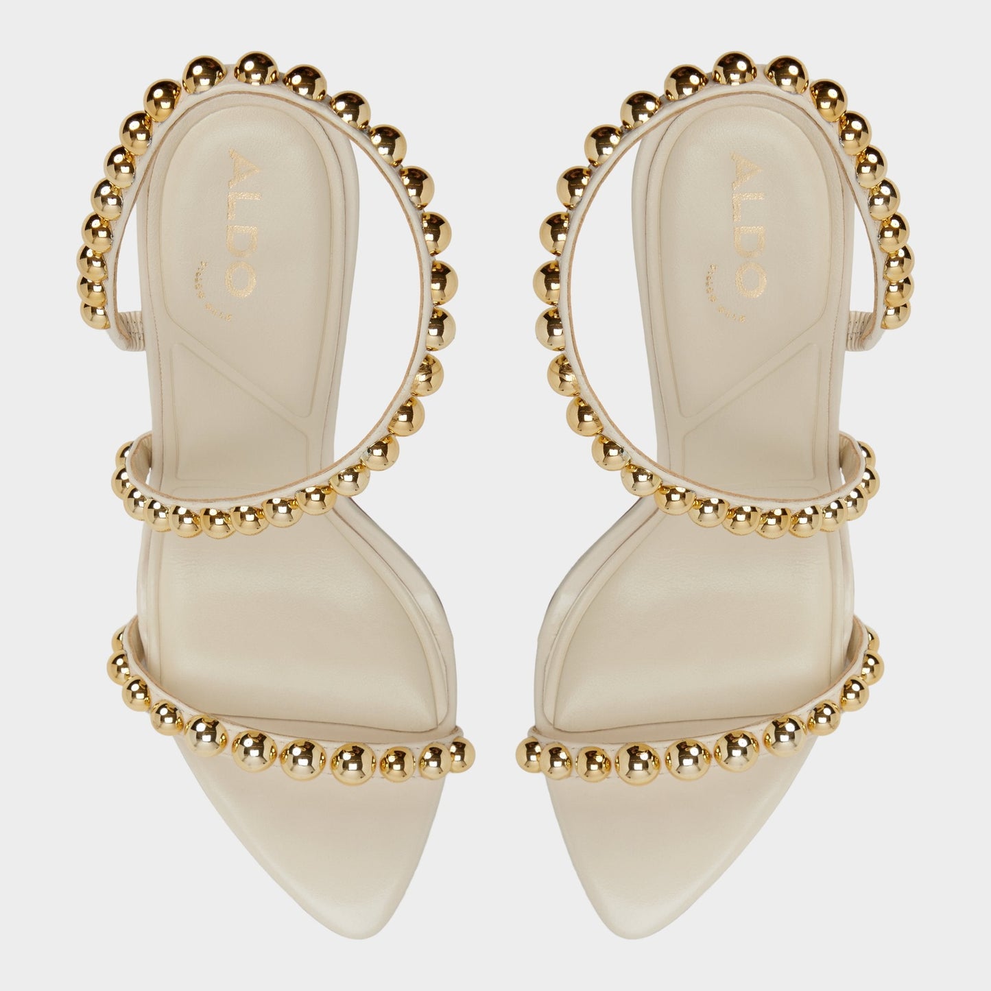 Attey in Cream - Strappy heeled sandal, Stiletto heel - Cream