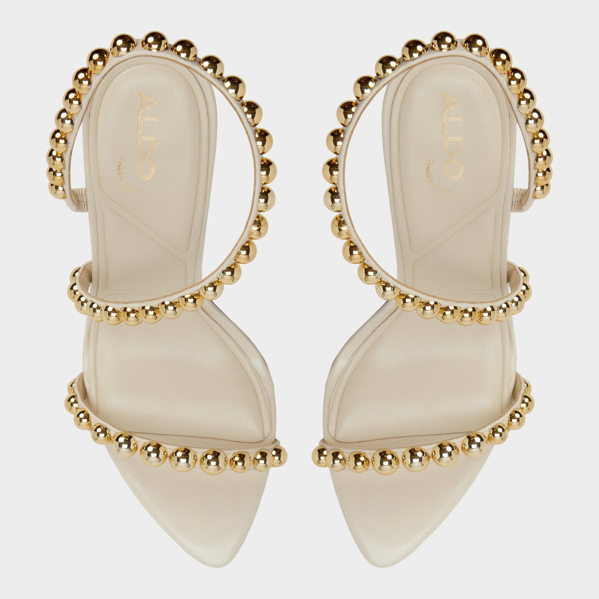 Attey in Cream - Strappy heeled sandal, Stiletto heel - Cream