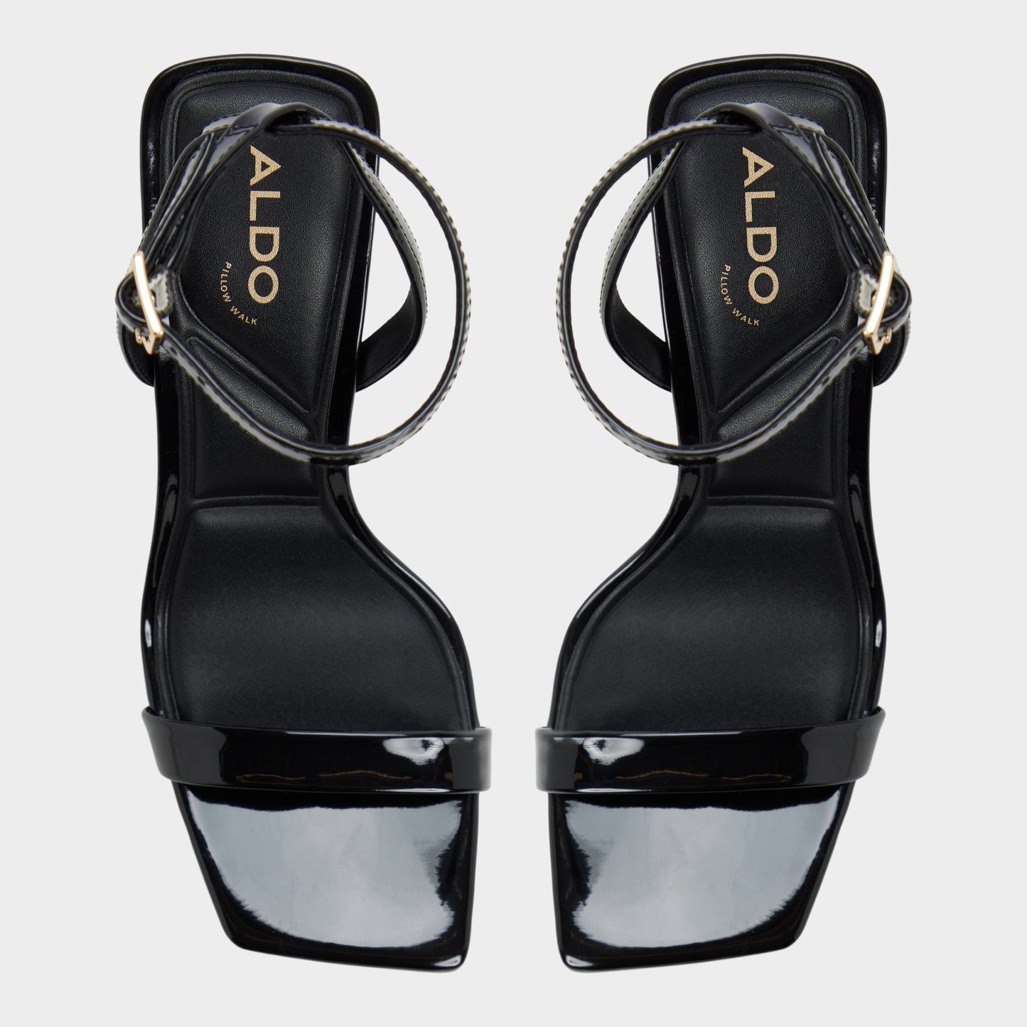 Azzira in Black - Strappy heeled sandal, Block heel - Black