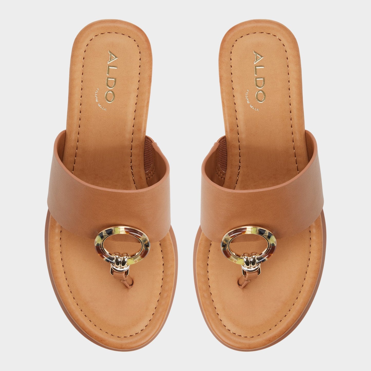 Friegan in Medium Brown - Slide sandal, Wedge heel - Medium brown