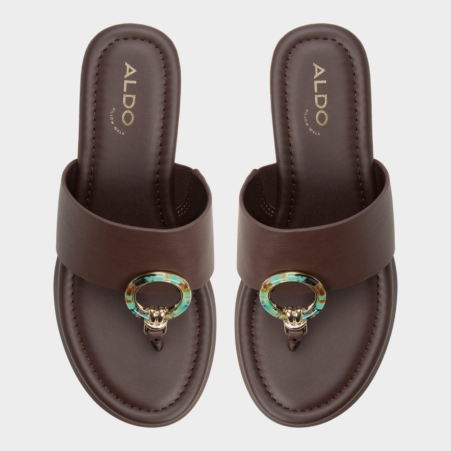 Friegan in Dark Brown - Slide sandal, Wedge heel - Dark brown