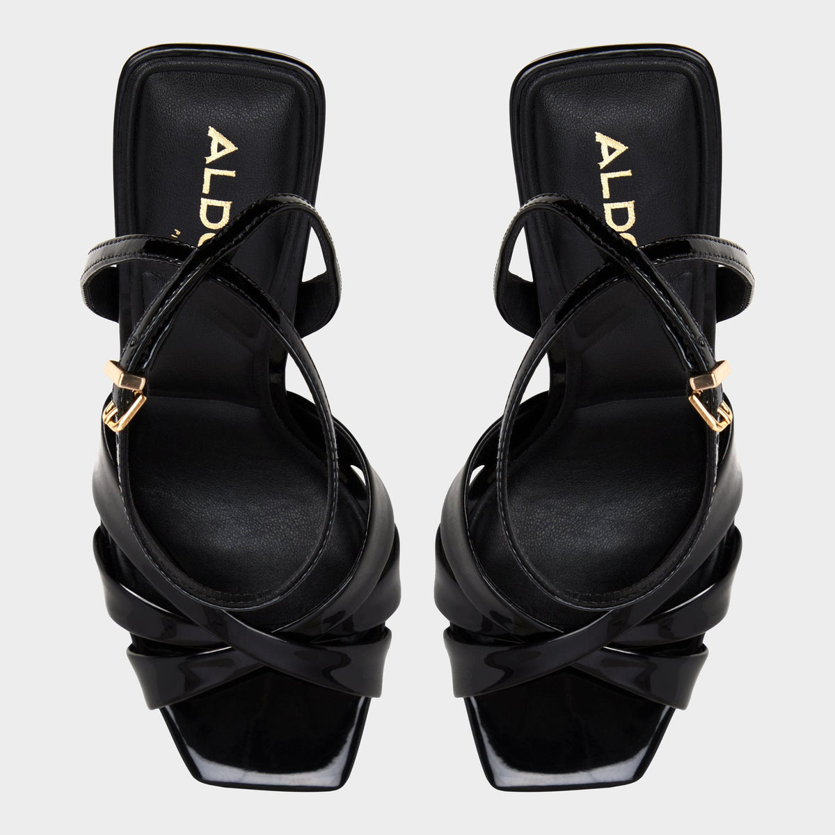Meteora in Black - Strappy heeled sandal, Stiletto heel - Black