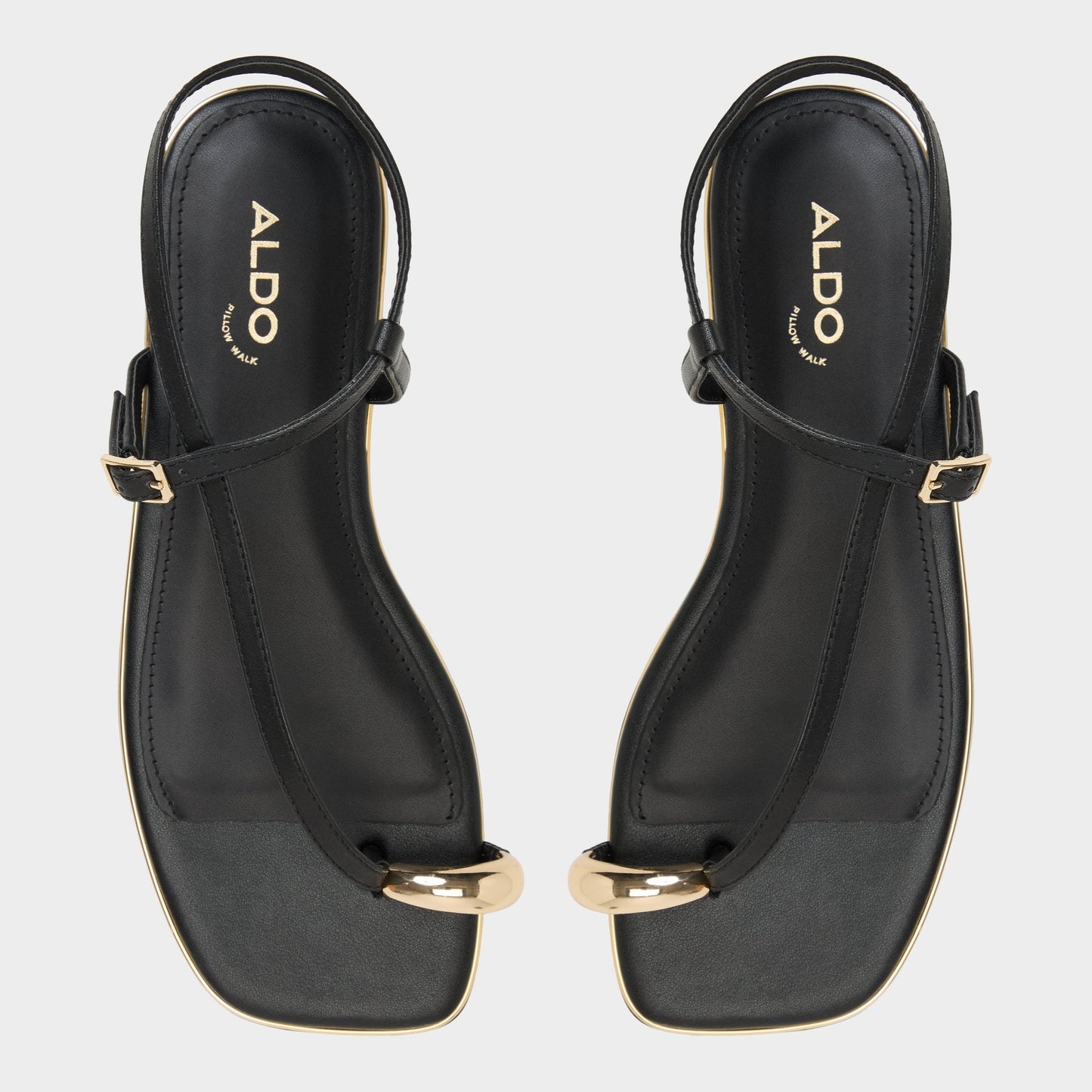 Jomalina Black Women's Flats - Strappy flat sandal - Black