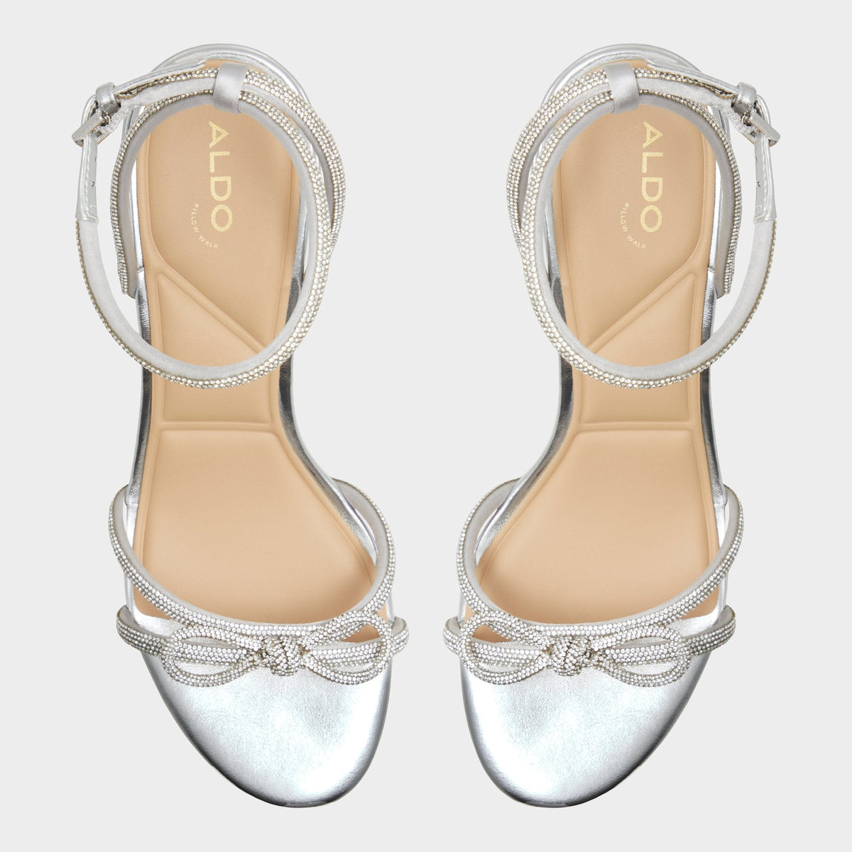 Bouclette Silver Women's Block heels - Strappy heeled sandal, Block heel - Silver