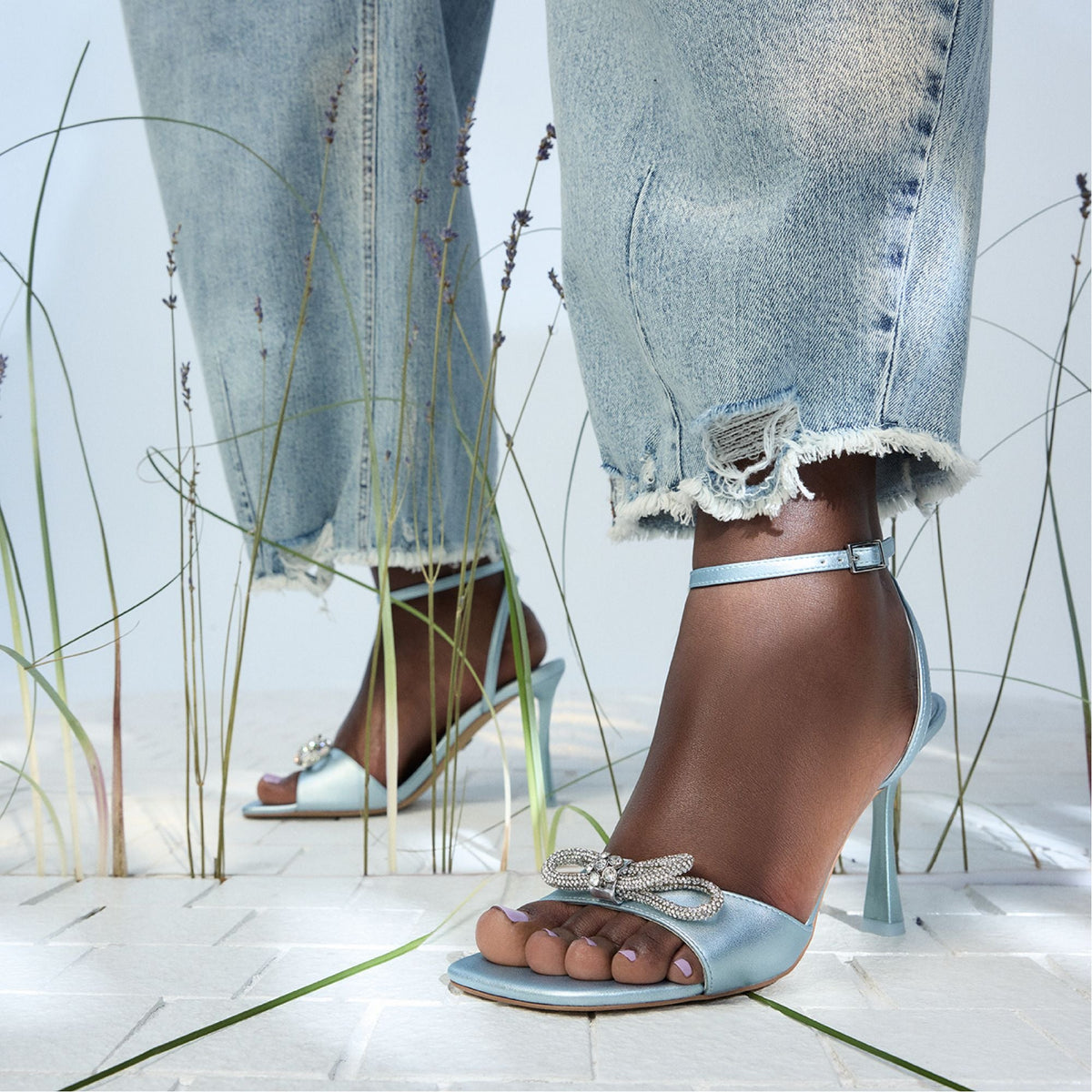 Ozley Other Blue Women's Strappy sandals - Strappy heeled sandal - Other Blue