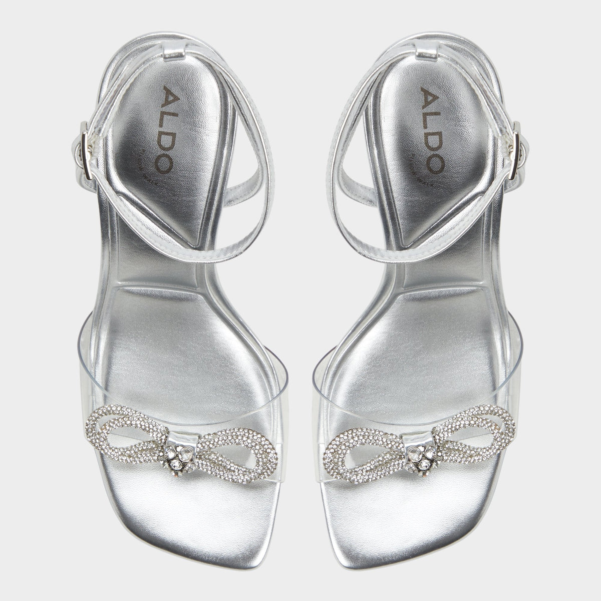Ozley Silver Women's Strappy Heels - Strappy heeled sandal - Silver