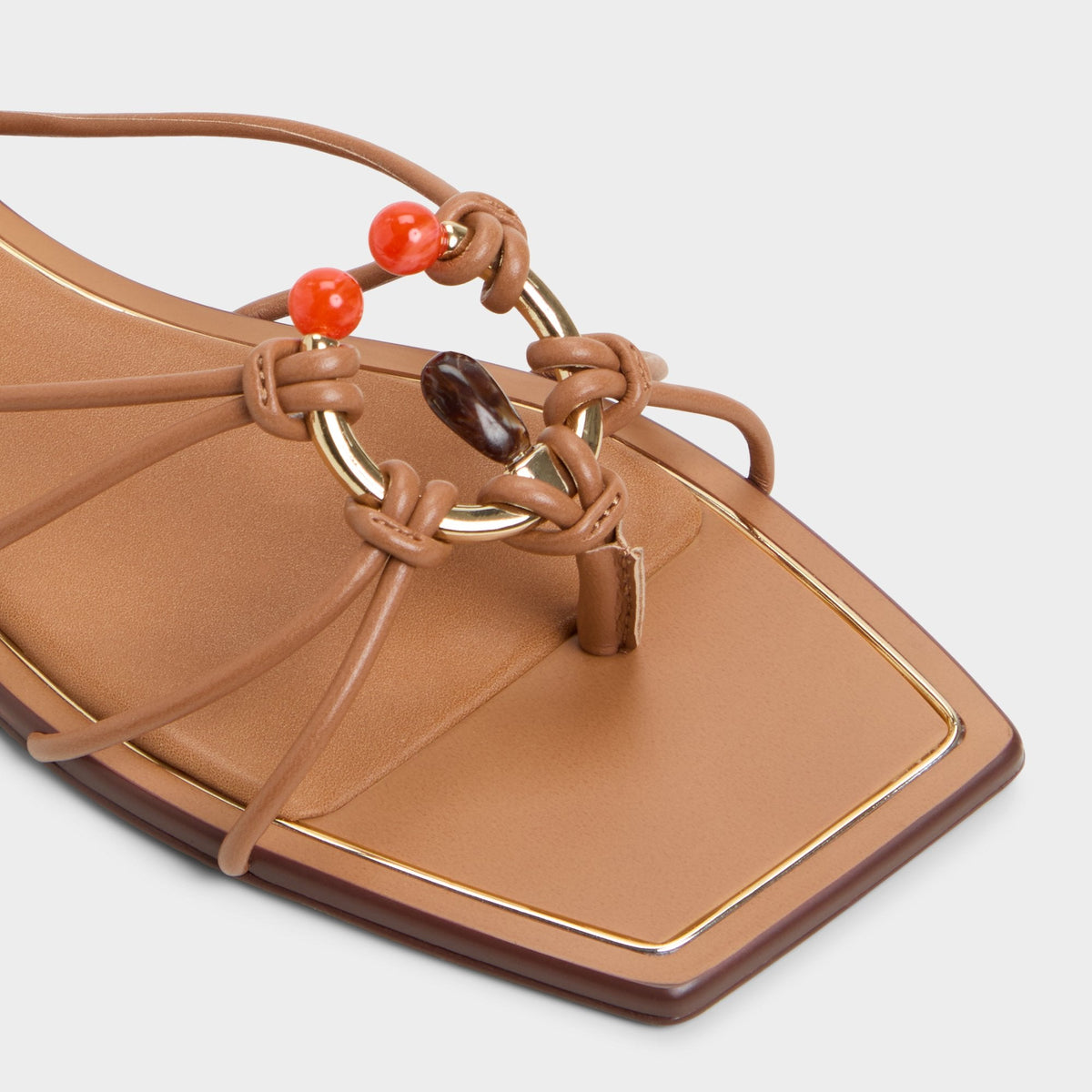 Nirena Medium Brown Women's Flats - Strappy flat sandal - Medium Brown