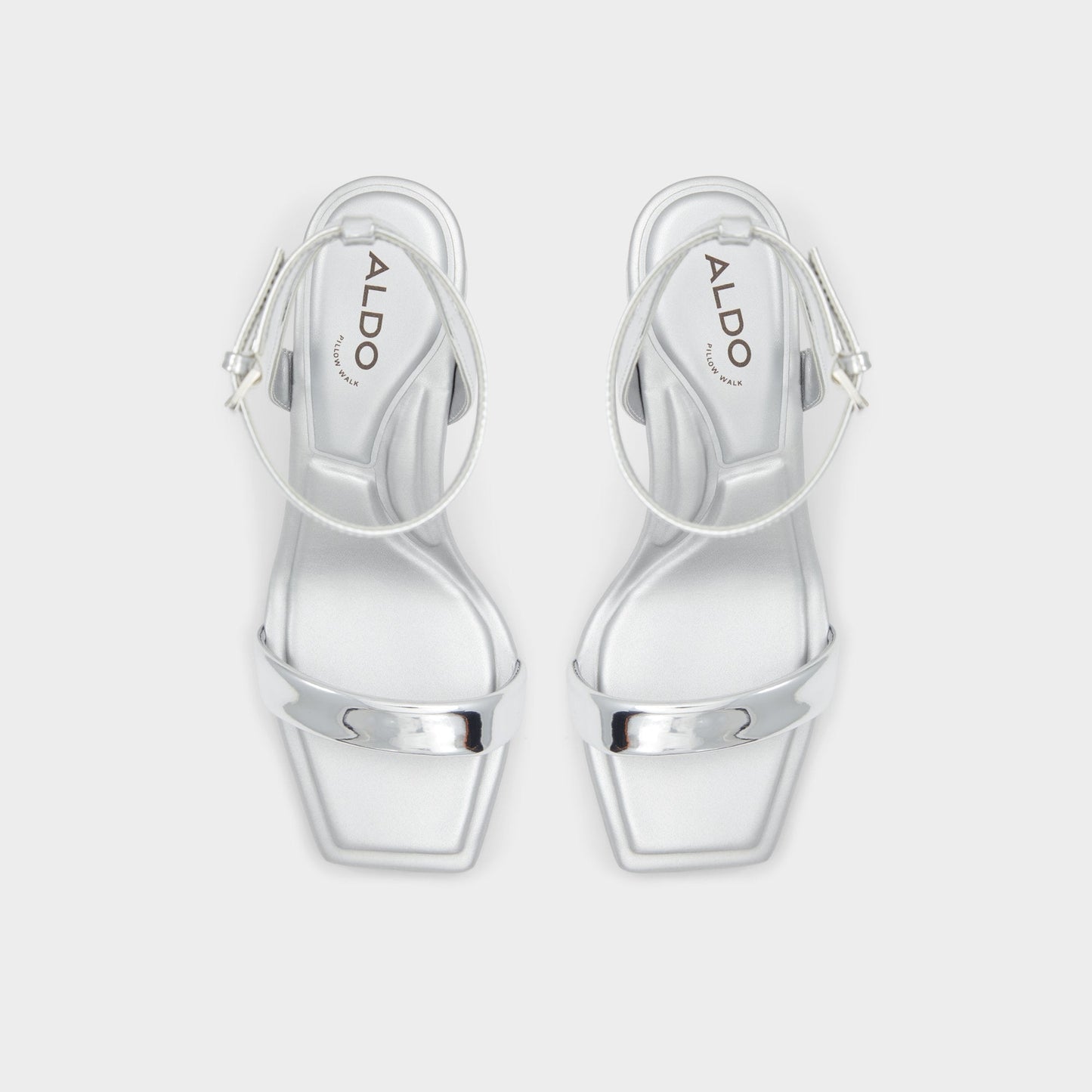 Aurorai Silver Women's Block heels - Strappy heeled sandal, Block heel - Silver