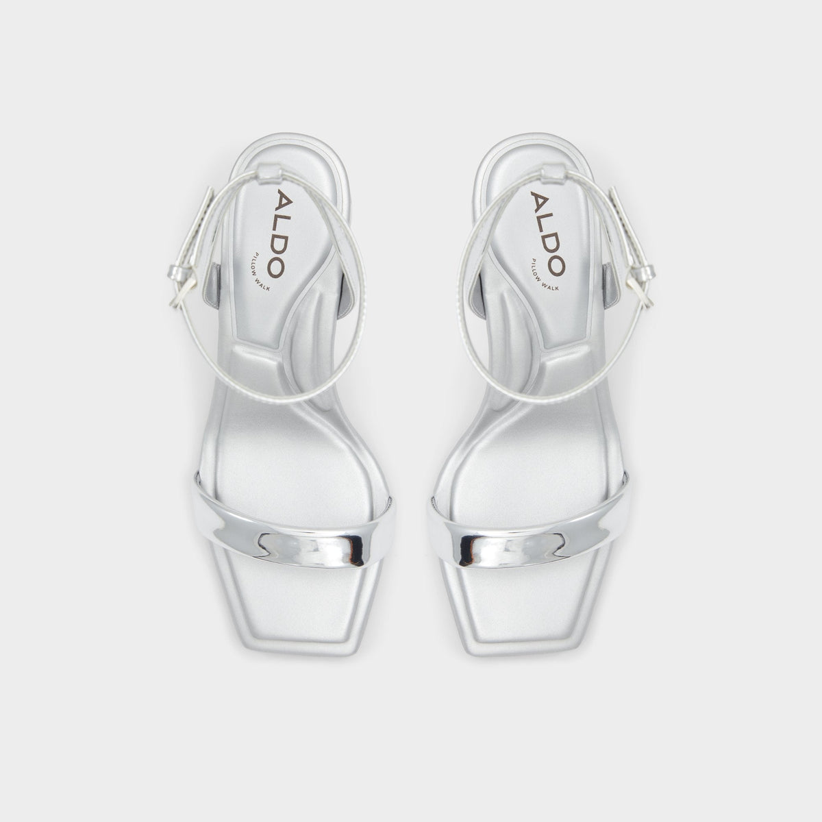 Aurorai Silver Women's Block heels - Strappy heeled sandal, Block heel - Silver