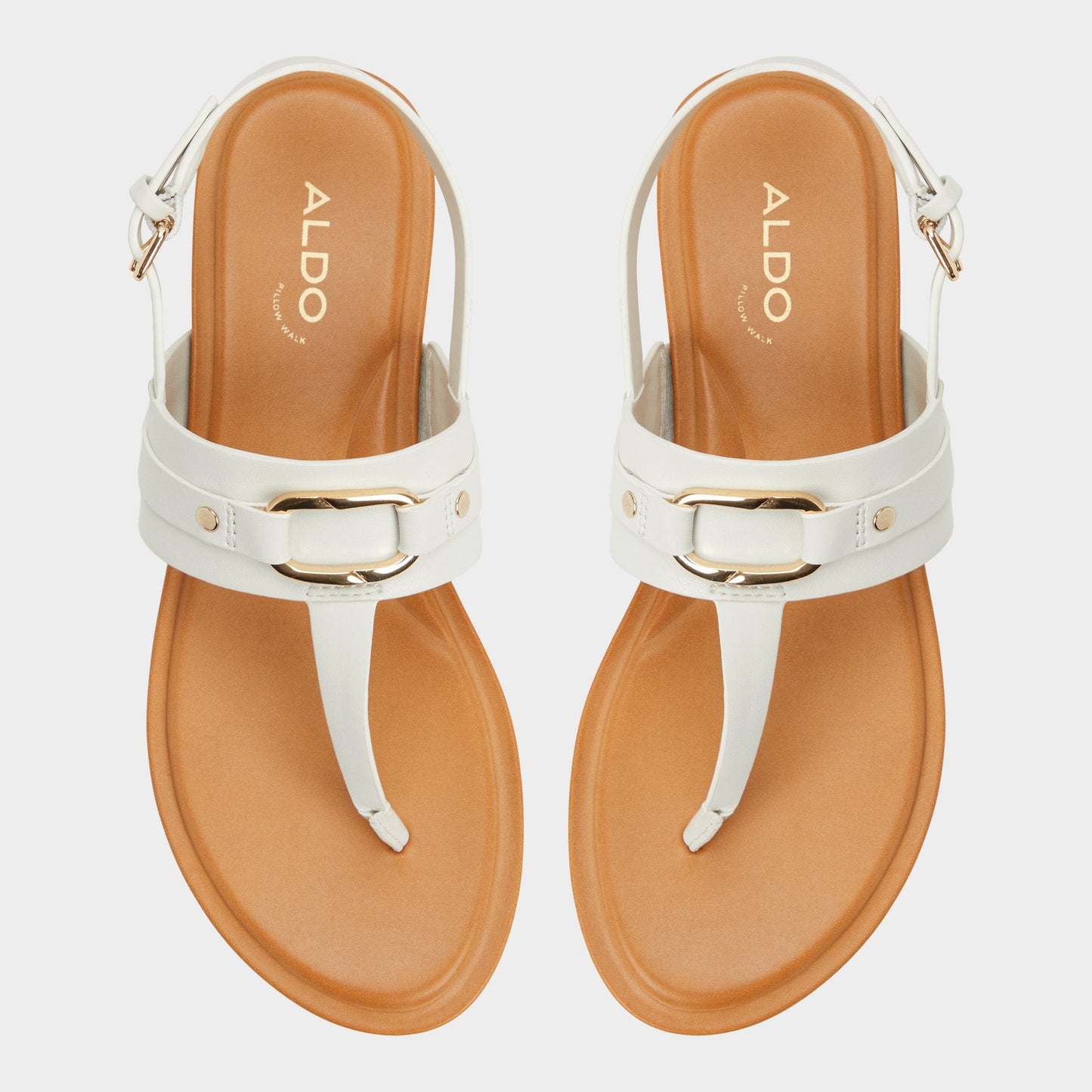 Taylen White/Bone Women's Footbed sandals - T-strap sandal - White/Bone