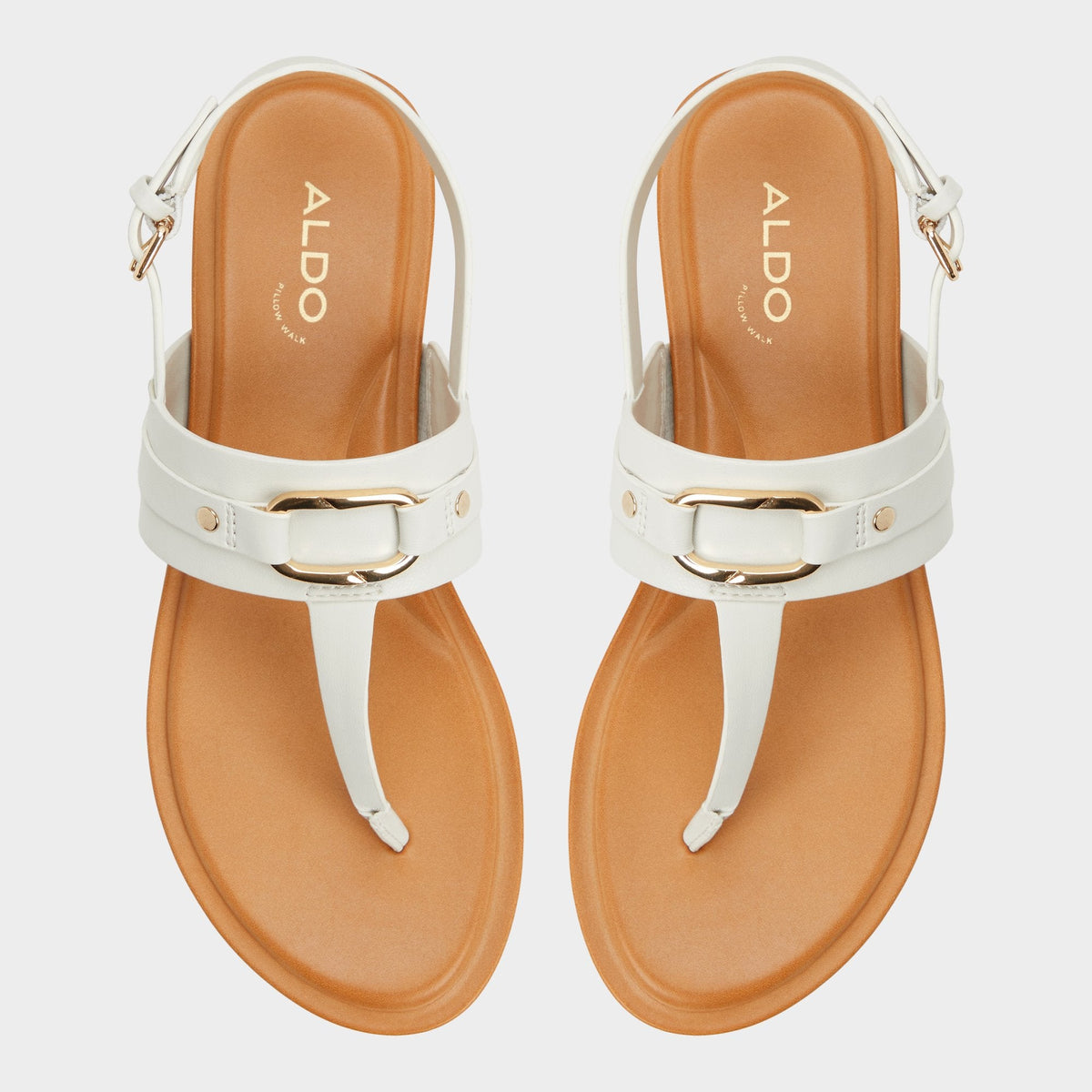 Taylen White/Bone Women's Footbed sandals - T-strap sandal - White/Bone