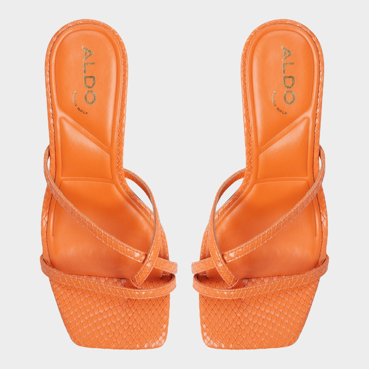 Calypsa Medium Orange Women's Heeled mules - Strappy heeled sandal - Medium Orange