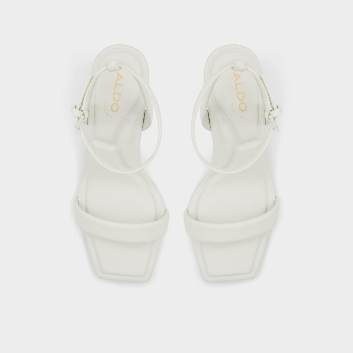Aurorai White/Bone Women's Strappy sandals - Strappy heeled sandal, Block heel - White/Bone