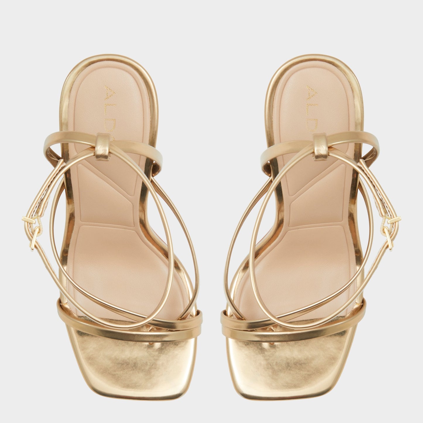 Laurader Gold Women's Block heels - Strappy heeled sandal, Block heel - Gold