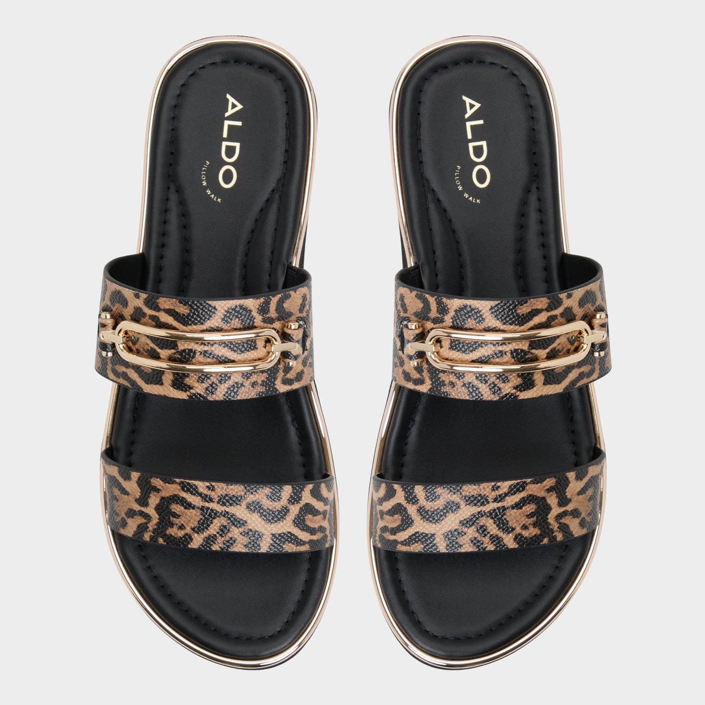 Lagoon Brown Multi Women's Flats - Strappy flat sandal, Footbed sandal - Brown Multi