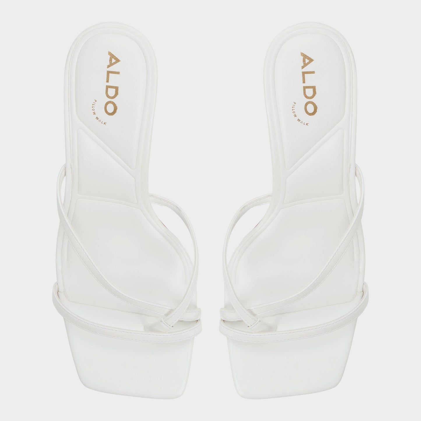 Calypsa White Women's Heeled mules - Strappy heeled sandal, Block heel - White