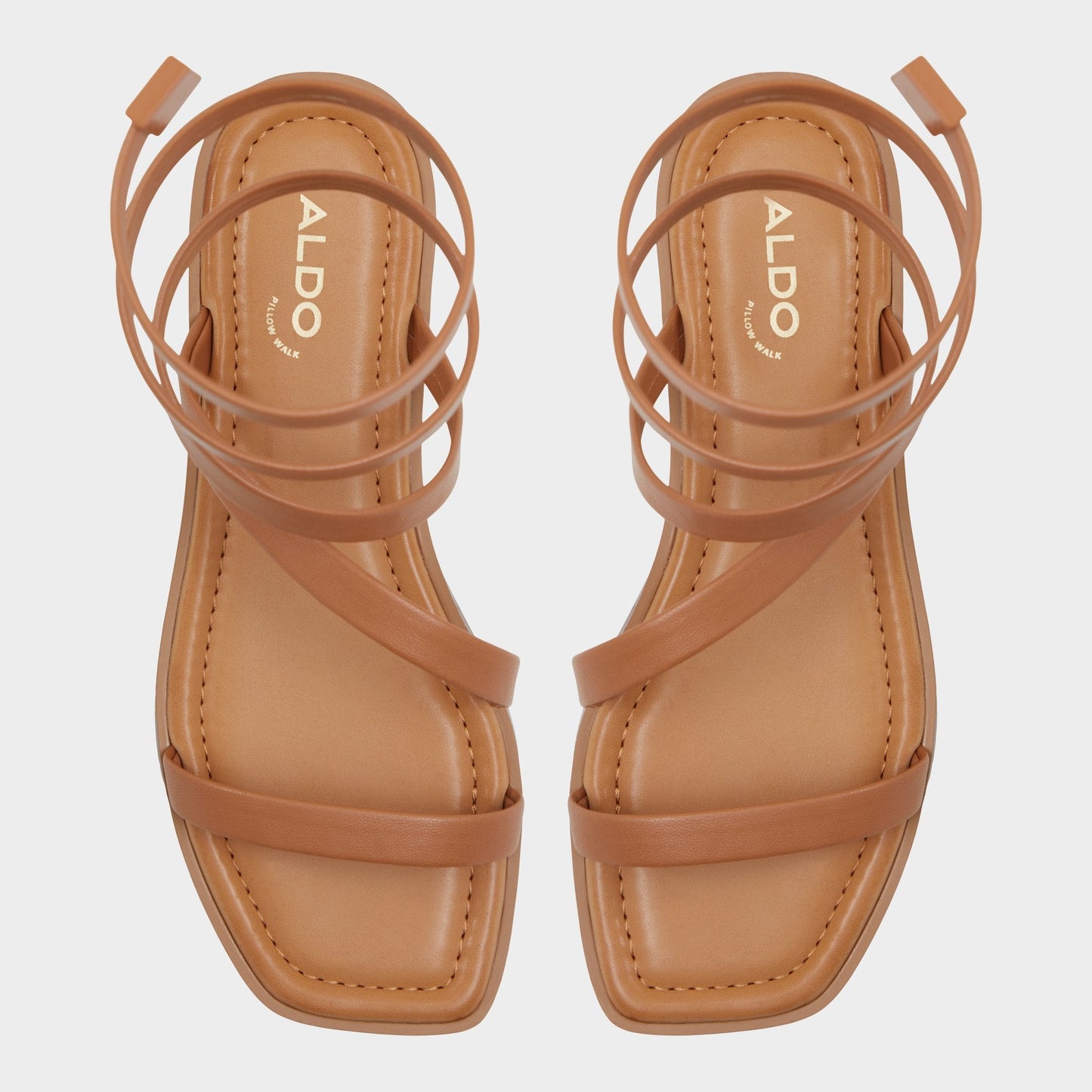 Spinella in Medium Brown - Strappy flat sandal - Medium Brown