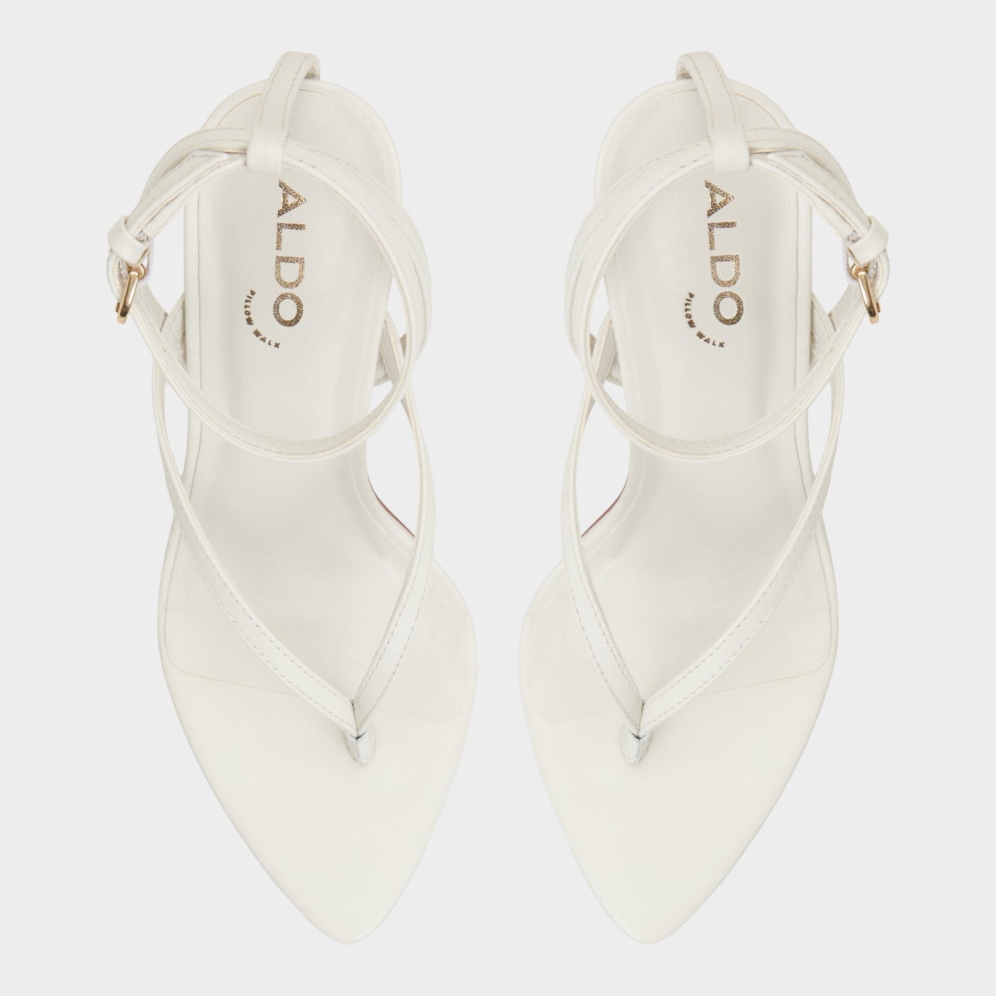 Abyfindley White/Bone Women's Strappy sandals - Heeled flip flop - White/Bone