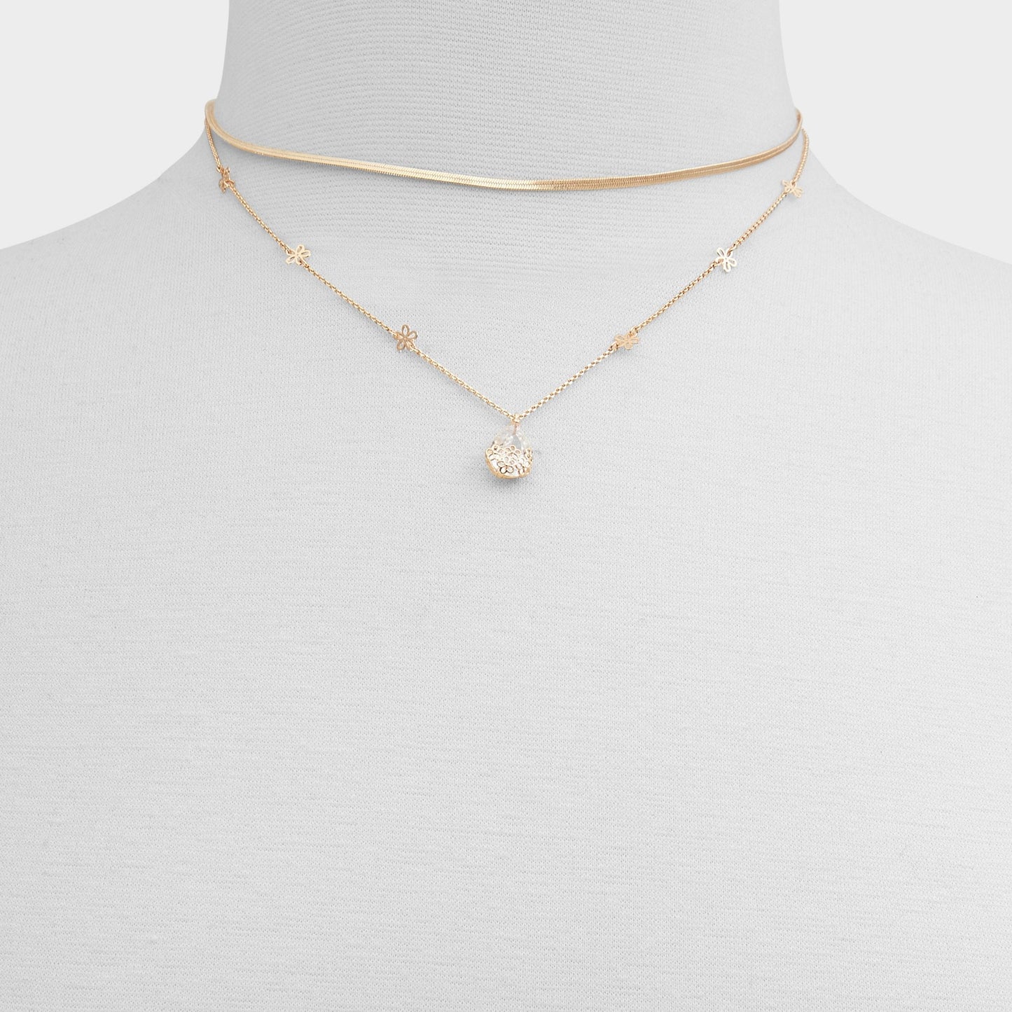 Teardrop Gold/Clear Multi Women's Necklaces - Necklace - Gold/clear multi