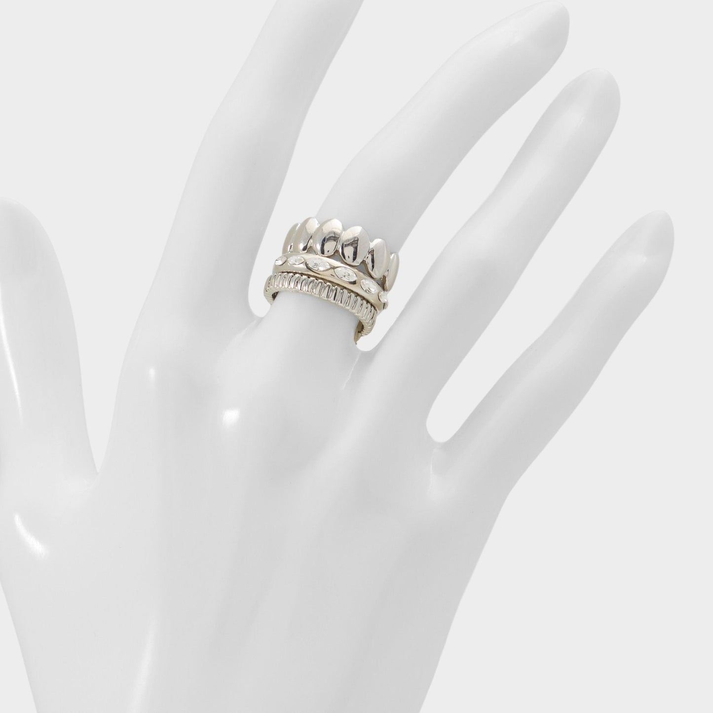 Bublle in Silver Clear Multi - Stackable rings - Silver/clear multi