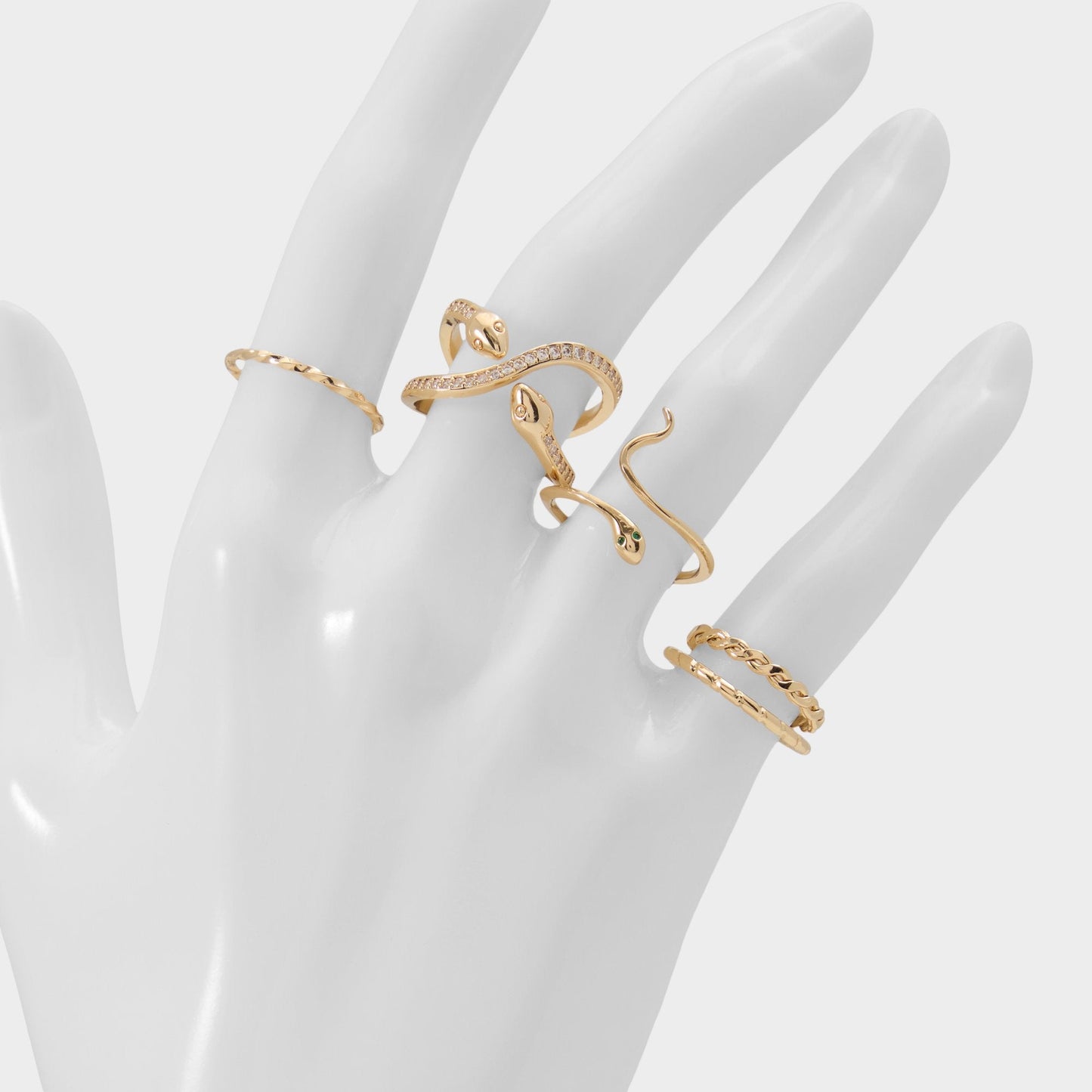 Blancan Gold/Clear Multi Women's Rings - Multi finger rings - Gold/Clear Multi