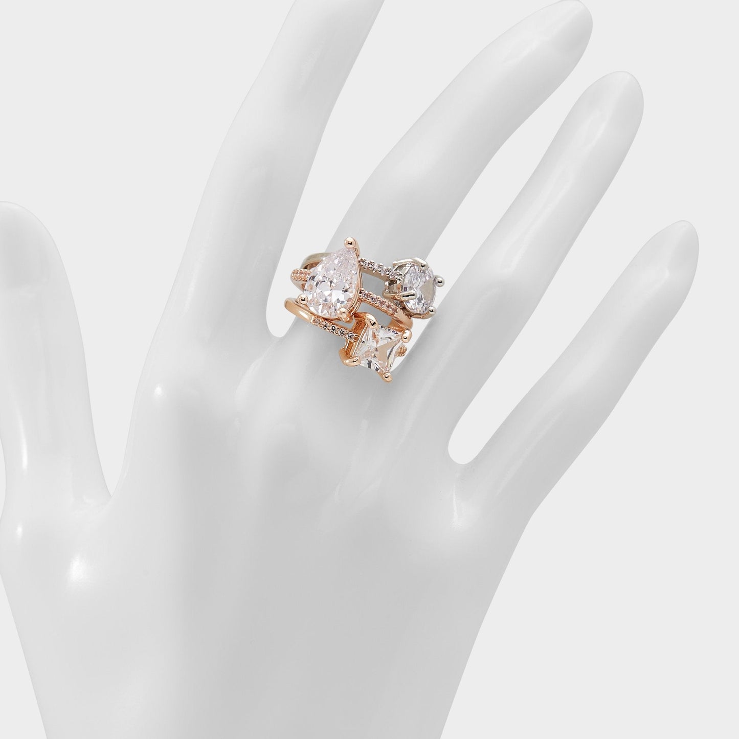 Alabridar Metallic Multi Women's Cubic Zirconia - Stackable rings - Metallic Multi