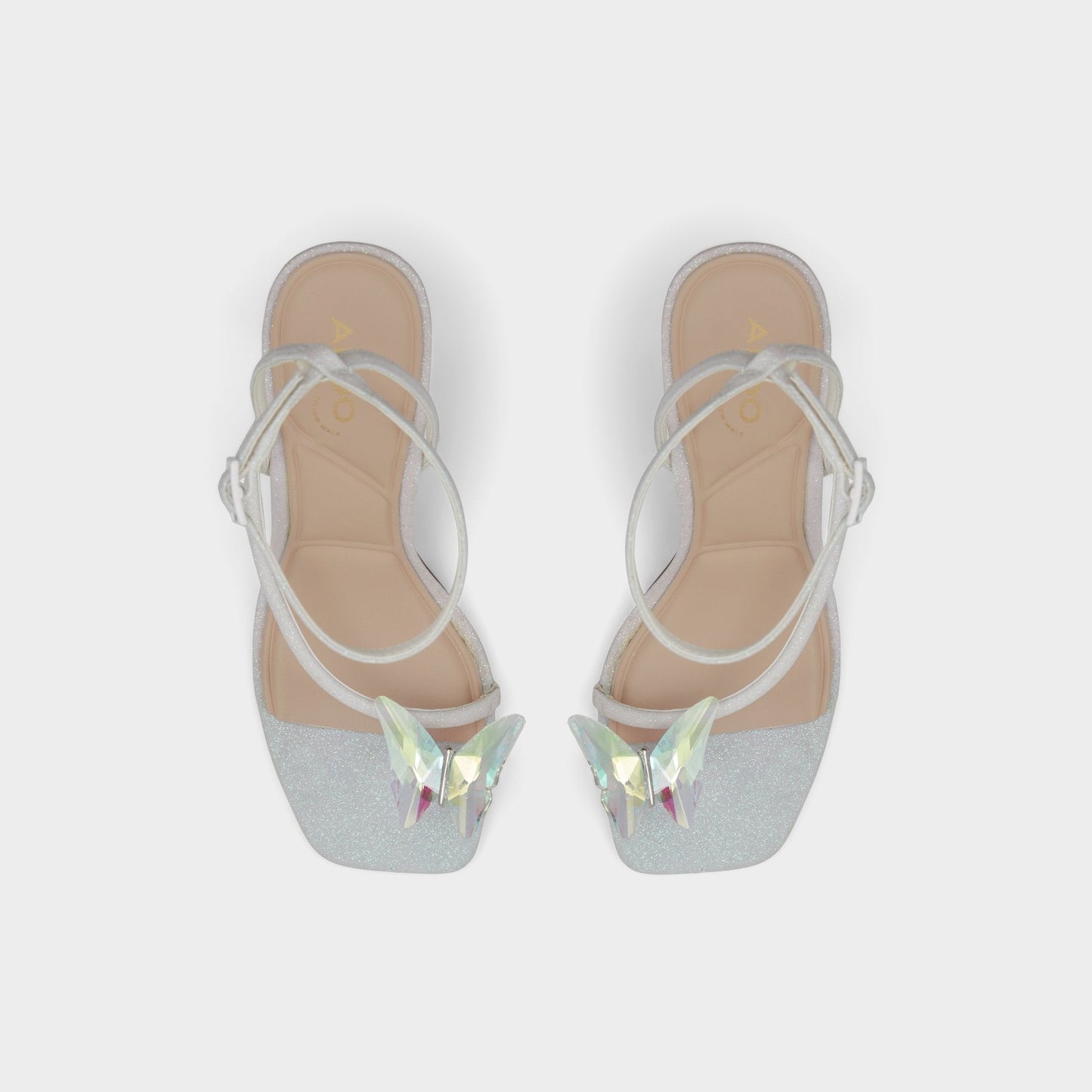 Pepela in White - Strappy heeled sandal, Block heel - White