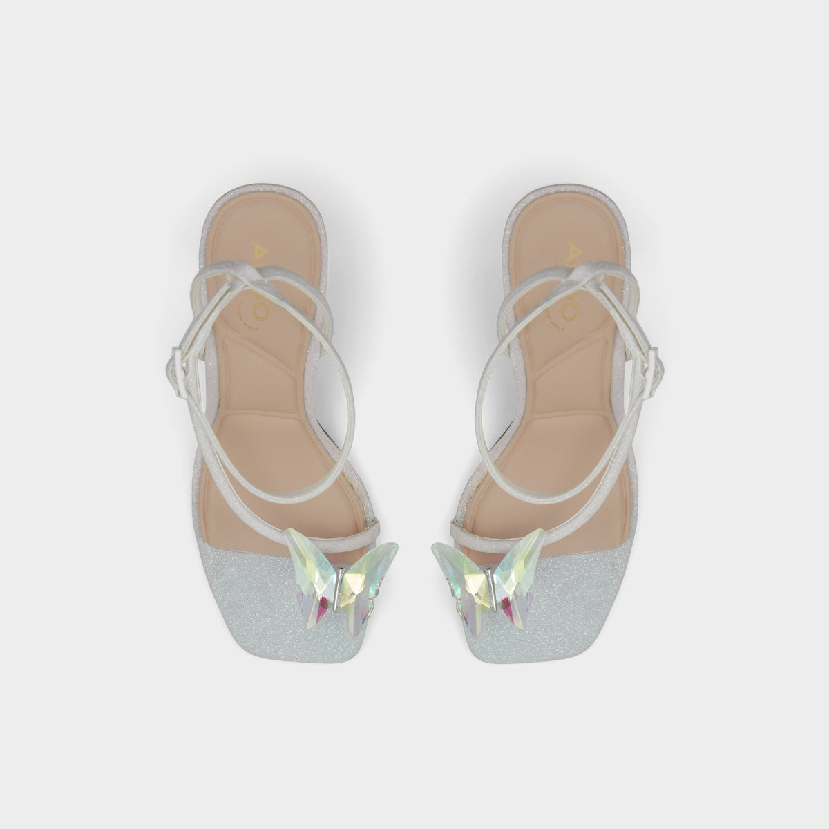 Pepela in White - Strappy heeled sandal, Block heel - White