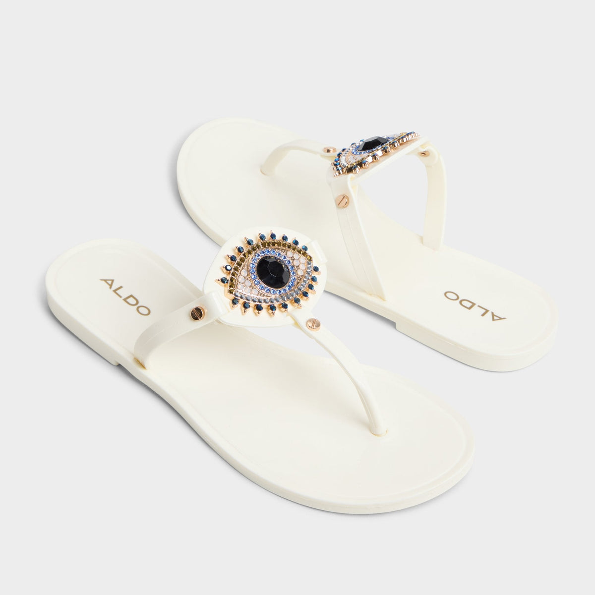 Ebariel White Women's Jelly Sandals & Flip Flops - T-strap sandal - White