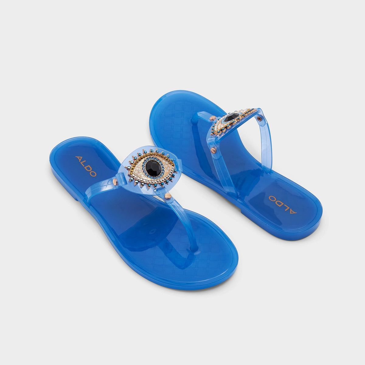 Ebariel Medium Blue Women's Jelly Sandals & Flip Flops - T-strap sandal - Medium Blue
