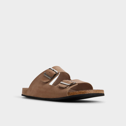 Agustin in Dark Beige - Slide sandal - Dark beige
