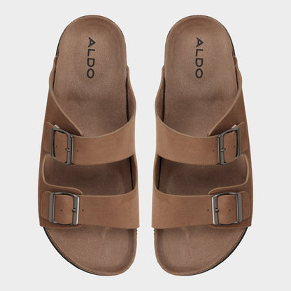 Agustin in Dark Beige - Slide sandal - Dark beige