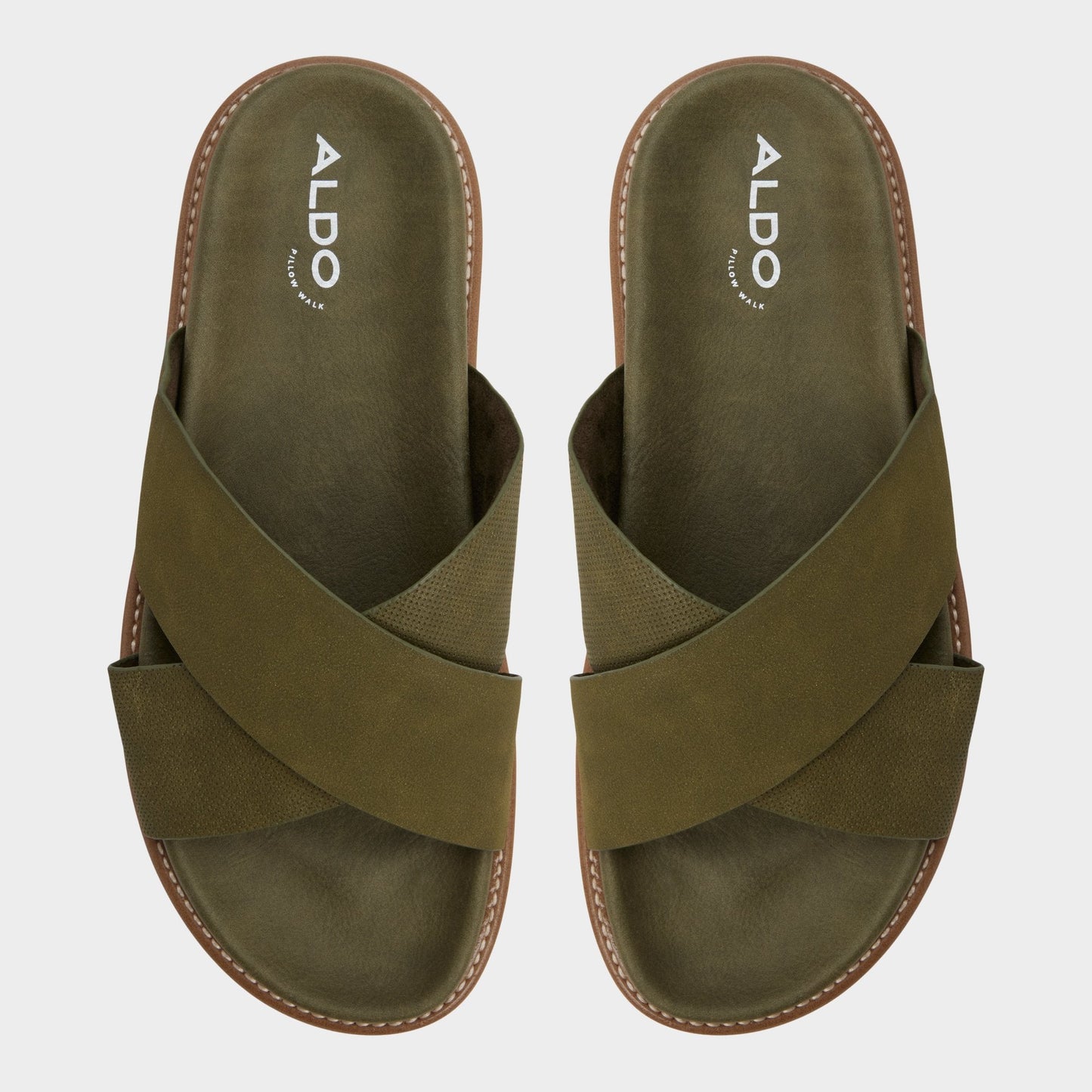 Marrin in Olive - Slide sandal - Olive