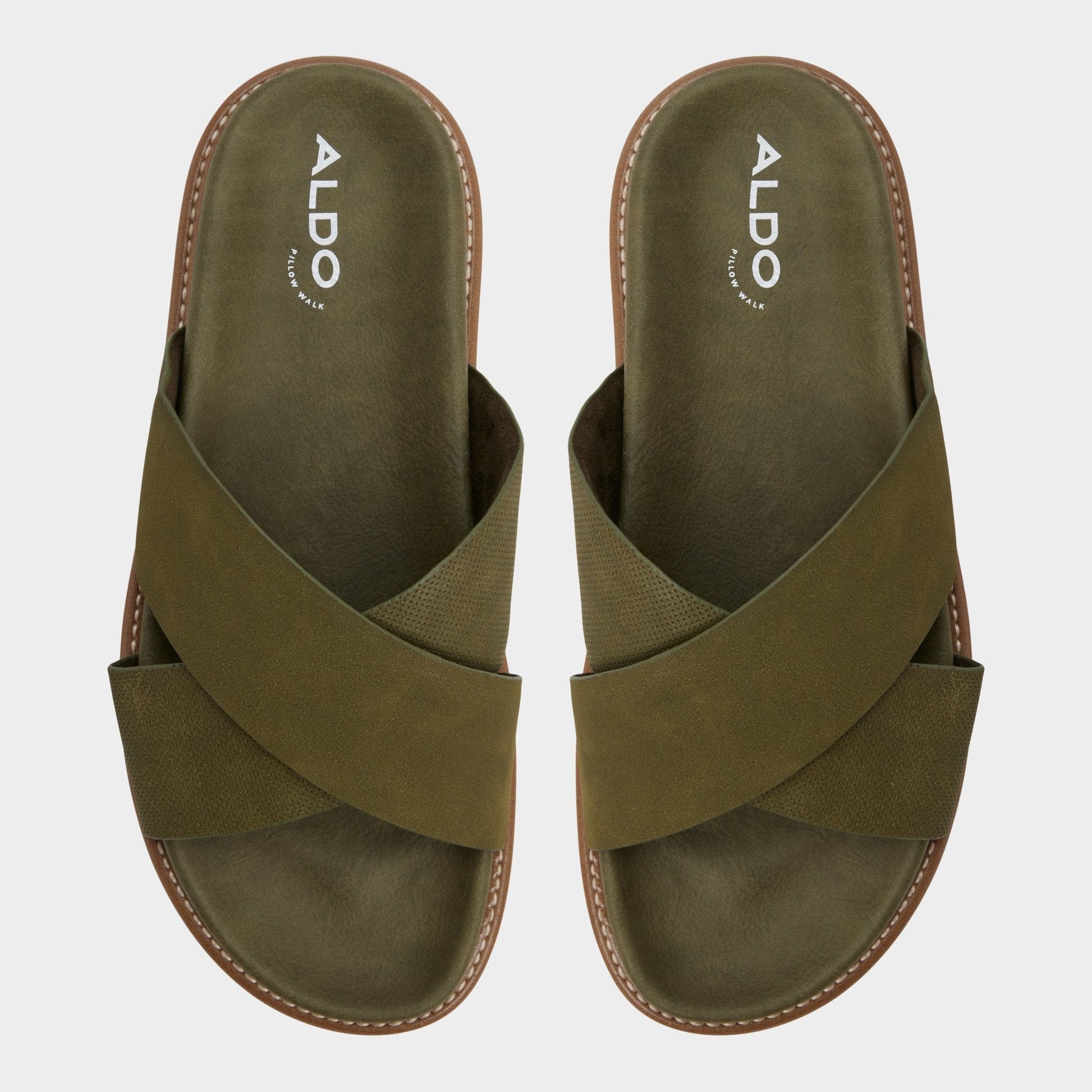 Marrin in Olive - Slide sandal - Olive