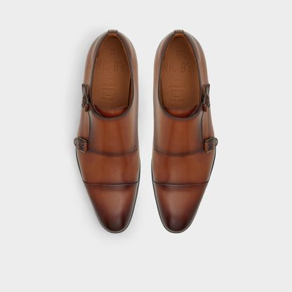 Axwell Cognac Men's Dress Shoes - Monkstrap loafer - Cognac