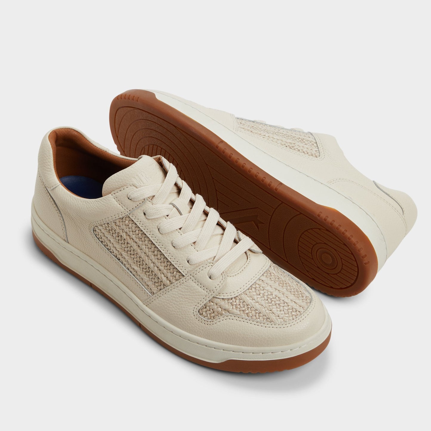 Ludlow White Leather Mixed Material Men's Low top - Low top sneaker - White