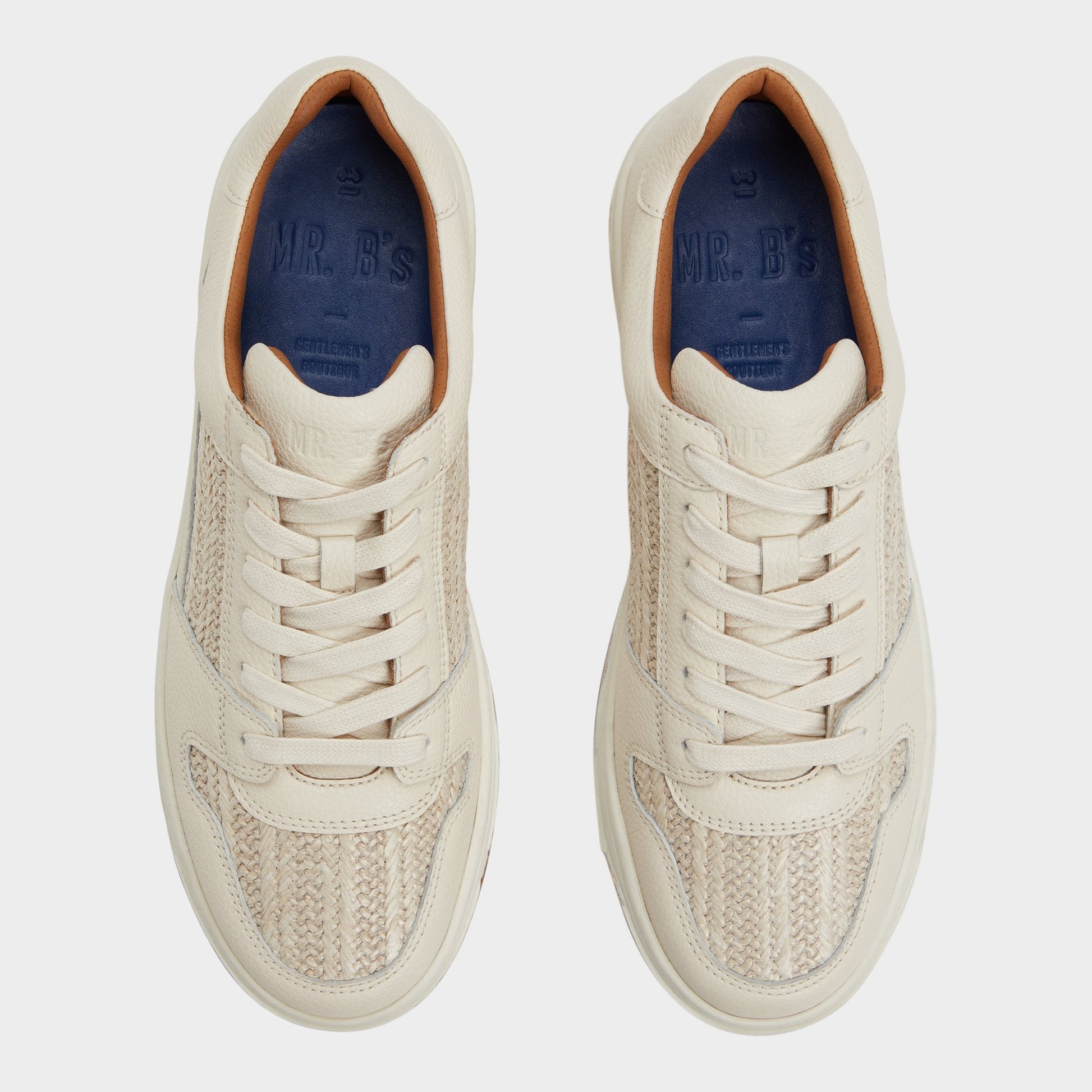 Ludlow White Leather Mixed Material Men's Low top - Low top sneaker - White