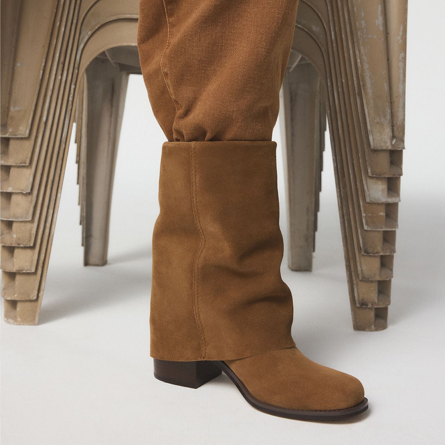 Nolya in Medium Brown - Ankle boot, Block heel - Medium brown